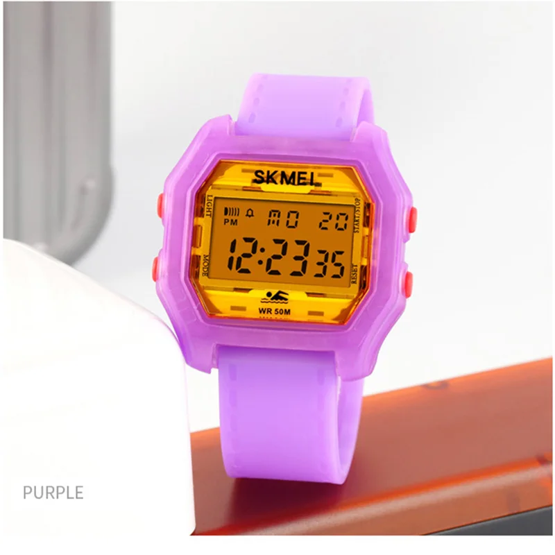 Girls Watches Fashion Shockproof Electroplated Case Transparent Strap Lady Women Digital Wristwatch SKMEI 1623 reloj mujer