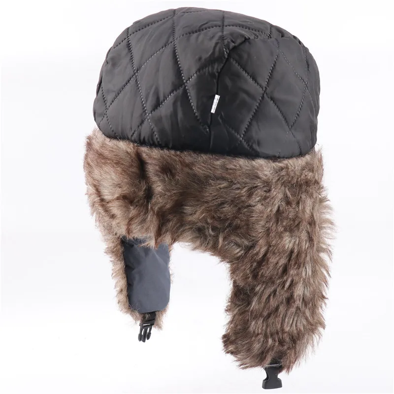 CAMOLAND Military Army Soviet Badge Winter Bomber Hat Women Men Russian Ushanka Hat Faux Fur Earflap Caps Waterproof Snow Cap