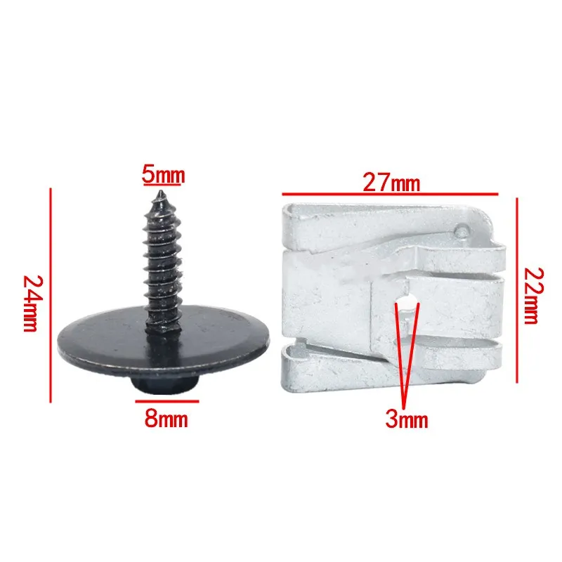 Car Water Tank Guard Plank Self-tapping Screws U-type Metal Base Fastener Clip For Mercedes-Benz C180 C200 C260 E200 E260 GLK