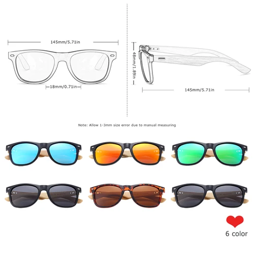 Imagen 2 del producto Gafas polarizadas BARCUR de bambú para hombre gafas de sol de madera para mujer gafas de sol de moda de diseñador de marca