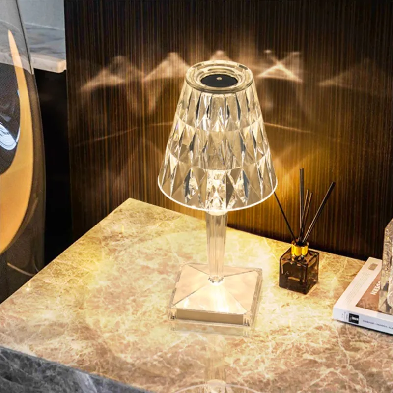 Rechargeable Night Light USB Crystal Desk Lamp Led Table Lamp Home Decor Nights Lights Lamp Indoor Lighting Xmas Decoration