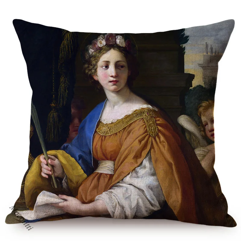 Renaissance Royal Family Portrait Oil Painting Works Powerful Artwork Decorative Gallery Sofa Pillow Cover Chair Cushions Cover