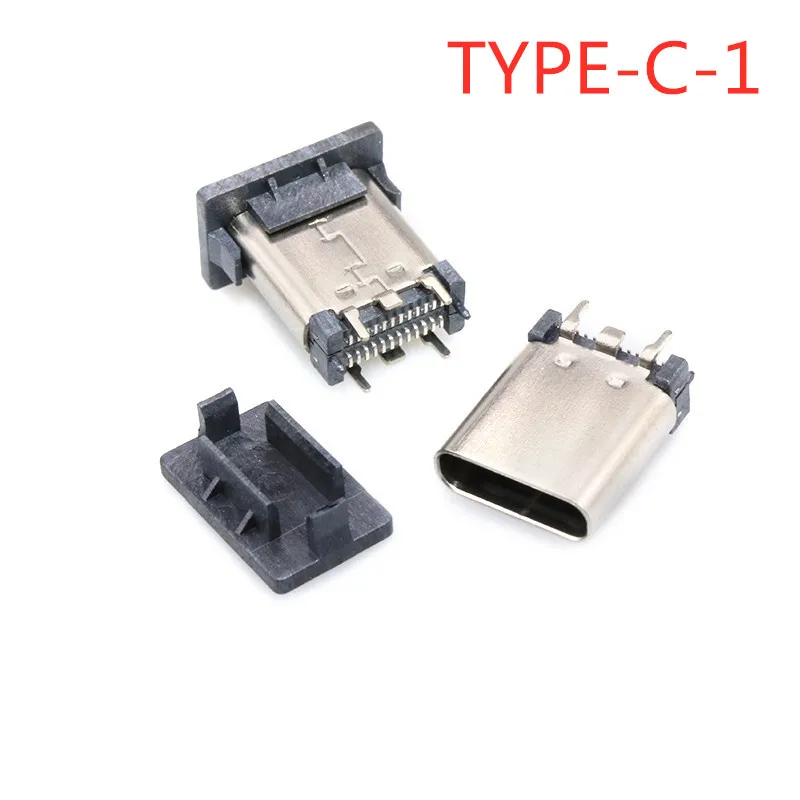 5pcs Type C USB 3.1 SMT Connector 24P USB Horizontal Mid Mount Male Female Through Board for Charger Adapter DIY