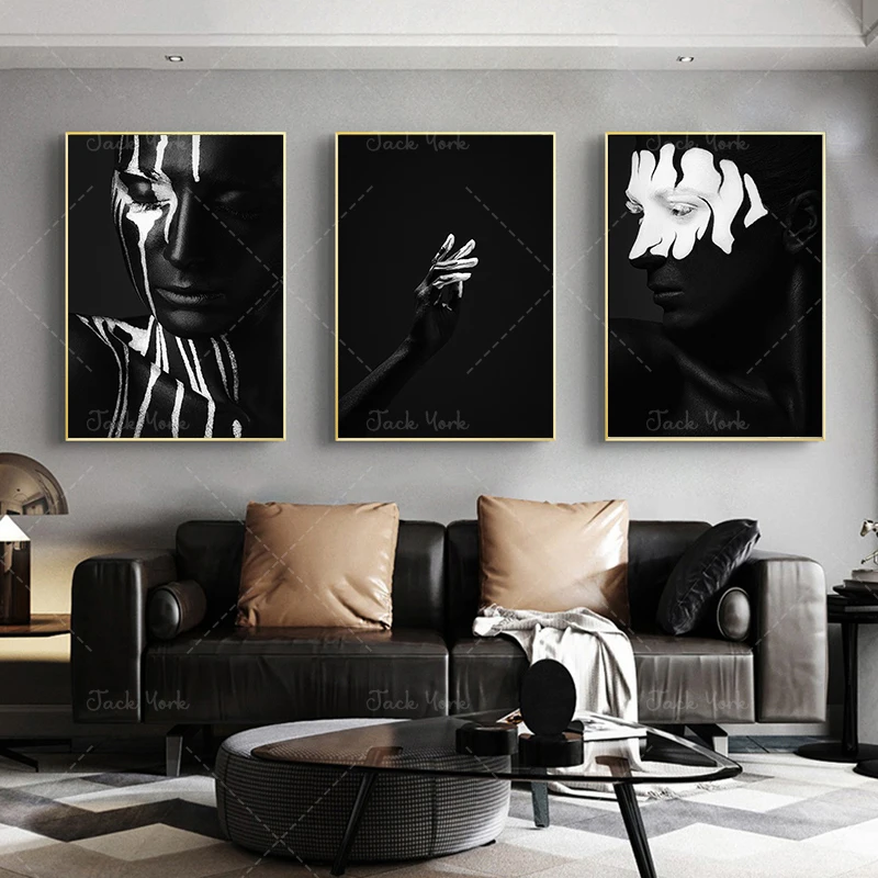Black Women Oil Paintings On Canvas Posters and Prints Modern Makeup Girl Wall Art Decorative Pictures for Living Room Decor