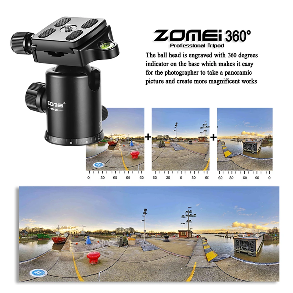 Zomei z669c profissional tripé de fibra carbono monopé compacto tripe suporte bola cabeça para viagens câmera digital dslr goprotriode