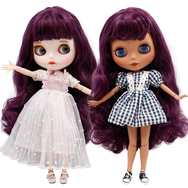 

ICY DBS Blyth Doll joint body frosted face purple big curly hair DIY sd gift toy