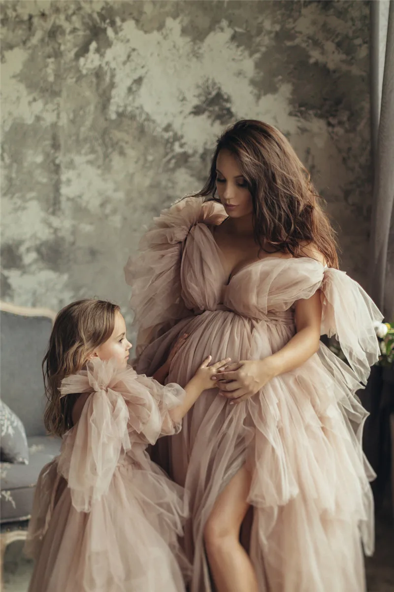 Vestido de noite luxuoso para mãe e filha, novo vestido de baile guiado em tule, ilusão simples, 2020