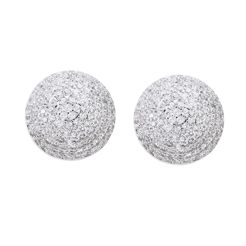 Bettyue Simplicity Style Unisex New Trend Hemisphere Shape Cubic Zircon White Delicate Earring For Fashionable Party Ornament