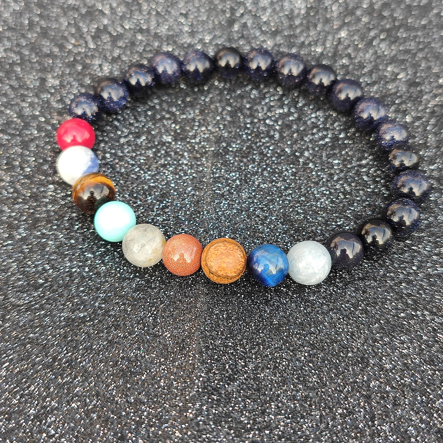 Galaxy Combination Natural Stone Beads Agate Jasper Tiger Eye Rose Quartz Round Loose Beads for Jewelry Making Diy Bracelet