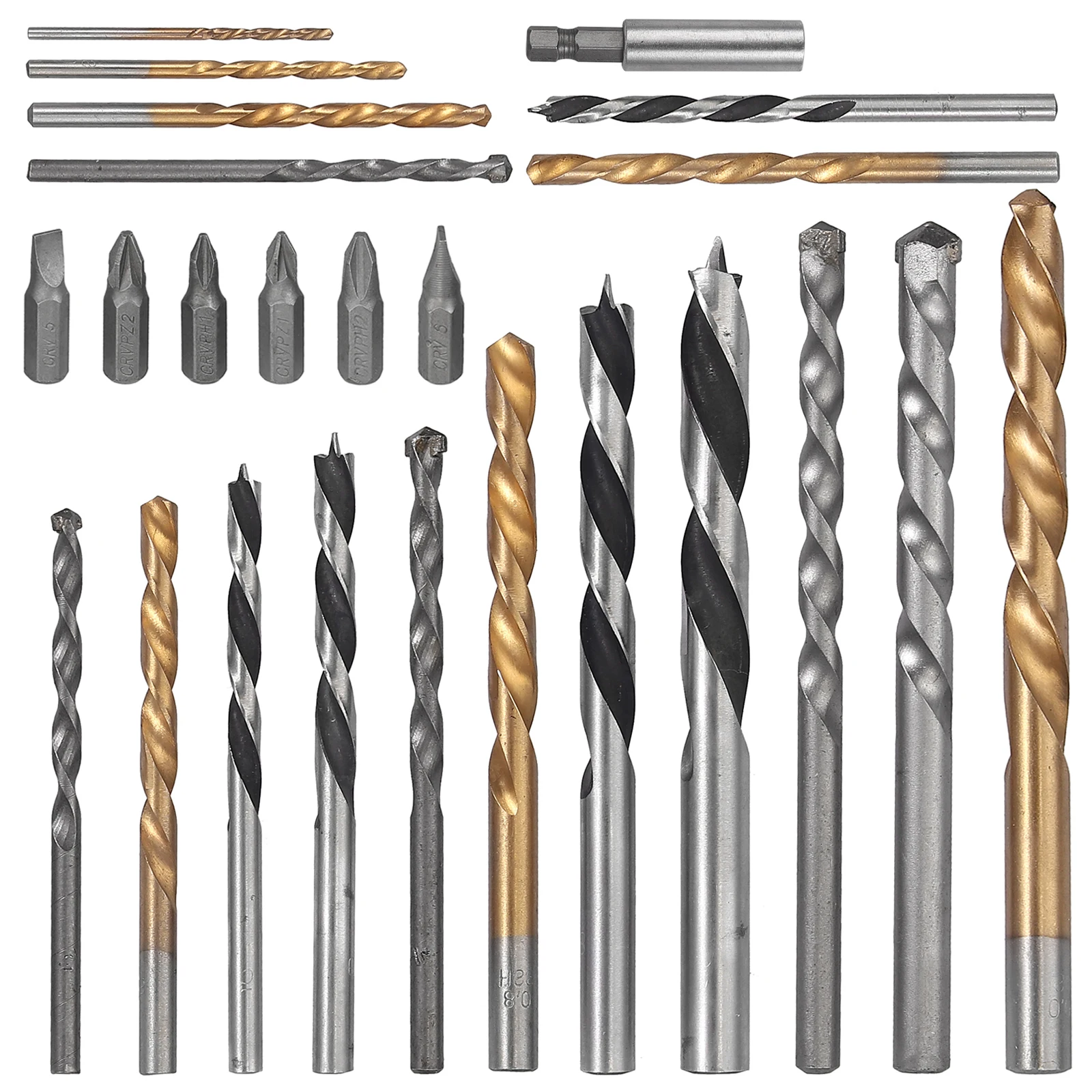 GARLLEN 24Pcs เจาะบิตไขควงและชุดอเนกประสงค์เจาะบิตชุดสำหรับก่ออิฐไม้พลาสติกโลหะเหมาะกับทั้งหมดเครื่องมือ