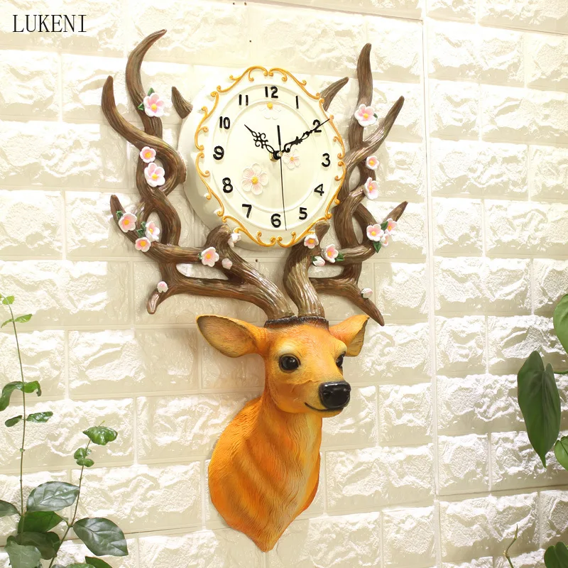 DIY Deer Head Creative Big Size Wall Clock Nordic Living Room Clock Home Decor Quartz Clock Home Decor