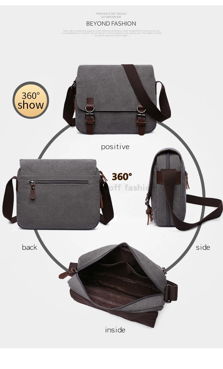 Sac en toile vintage pour hommes, bandoulière décontracté, sac de messager LIVRAISON OFFERTE - Maroquinerie (14715882