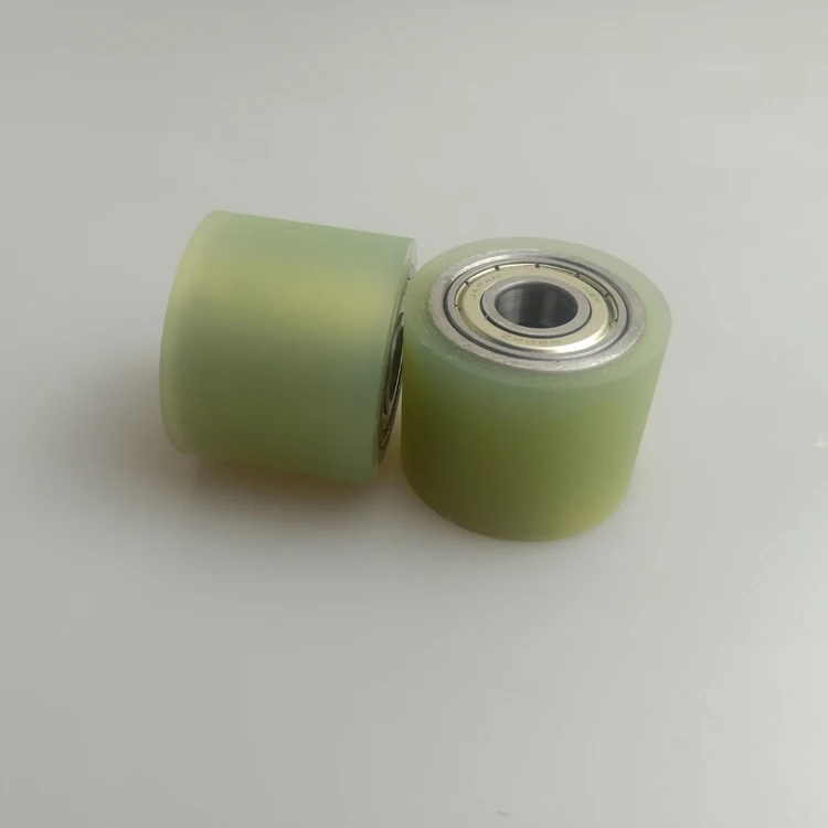 Polyurethane rubber wheel, unpowered roller, double-bearing wear-resistant custom rubber coated roller