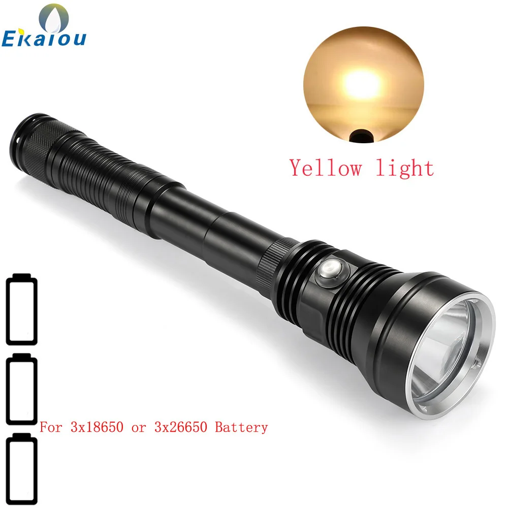 New High Power XHP70.2 6000 Lumen 30W Led Diving Flashlight Professional Underwater 100M Yellow Light Dive Torch Lantern