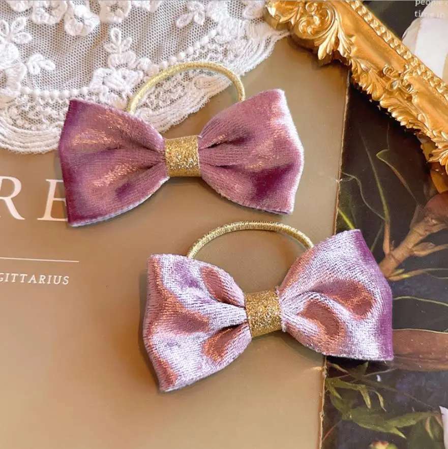 4pcs/setBoutique velvet Girls Elastic Hair Ties Kids Hair Bows Hair Bands Princess Hair Rope Elastic Scrunchies Hair Accessories