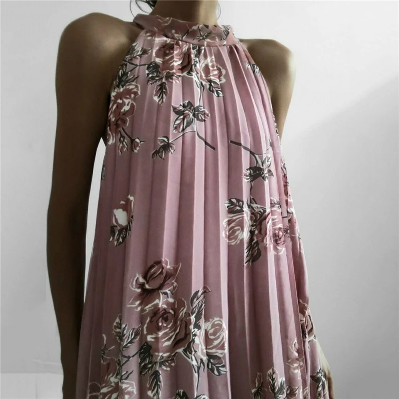 Fashion Women's Summer Sleeveless Backless Floral Dress Elegant Strapless Loose Summer Ladies