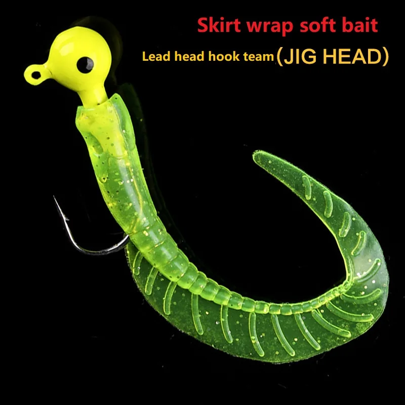 5pcs/lot Long Coiling tail Luminous soft bait Artificial Silicagel Trout Crankbait Fishing worm Skirt with night light fake bait
