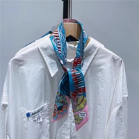 Fashion Women Hair Scarf 2024 New Brand Design Luxury Silk Scarf Fashion Print Headband Skinny Bag Scarves Neckerchief 6