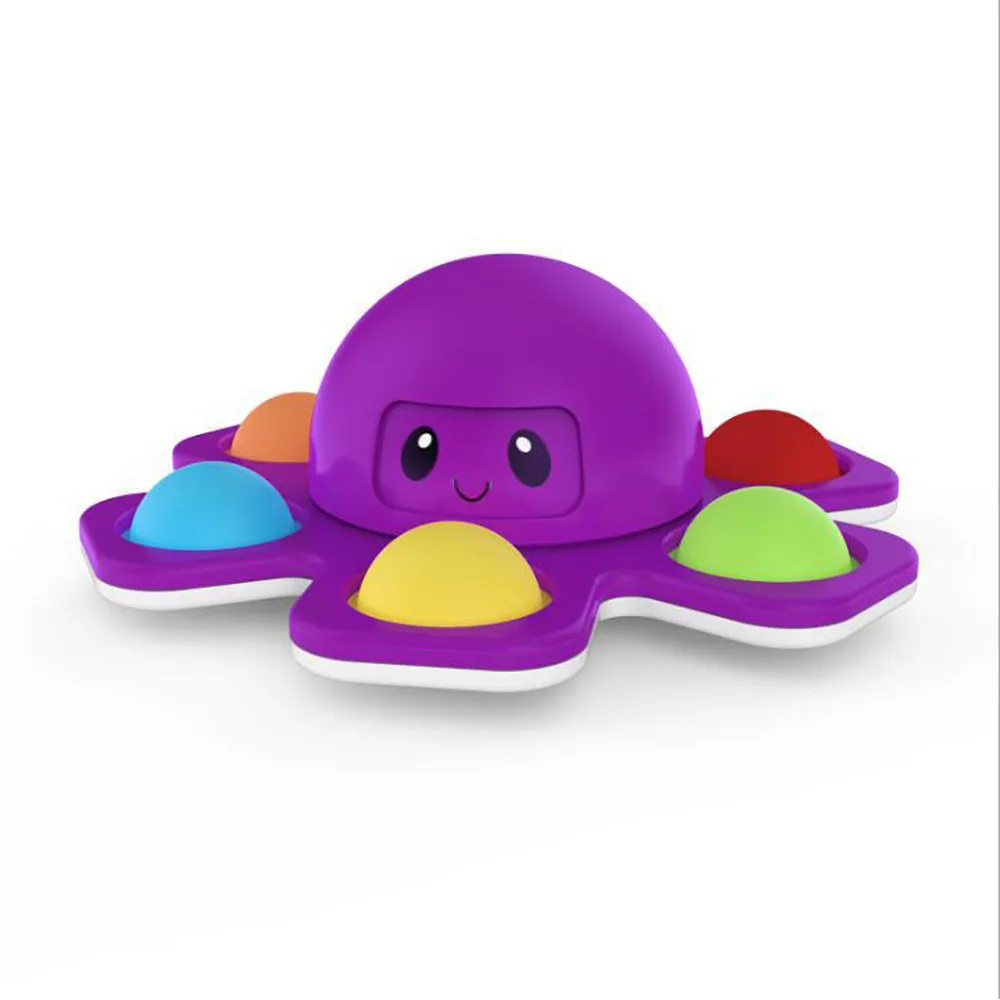 Autism Stress Relief Simple Dimple Rotating Octopus Bubble Music Fingertip Toys Children Adult Decompression Toys Flip Octopus