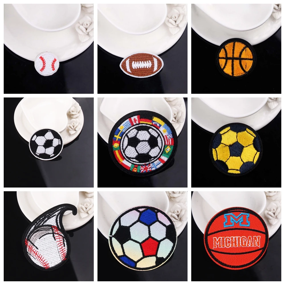 Embroidered Soccer Patches Iron On Patches For Clothes Basketball Tennis Stickers Embroidery Patch Ball Patch Applique On Clothe