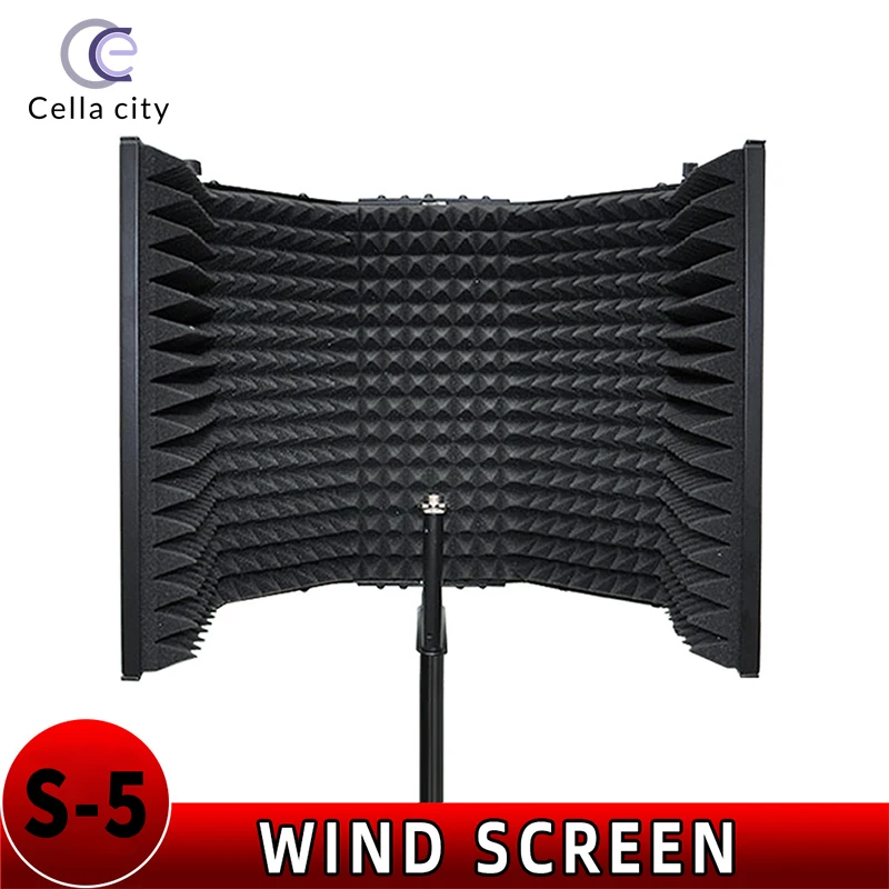 

CELLA CITY Microphone Isolation Shield 5 panels S5 Wind Screen Multi-layer Noise Reduction Recording Studio Acoustic Panel