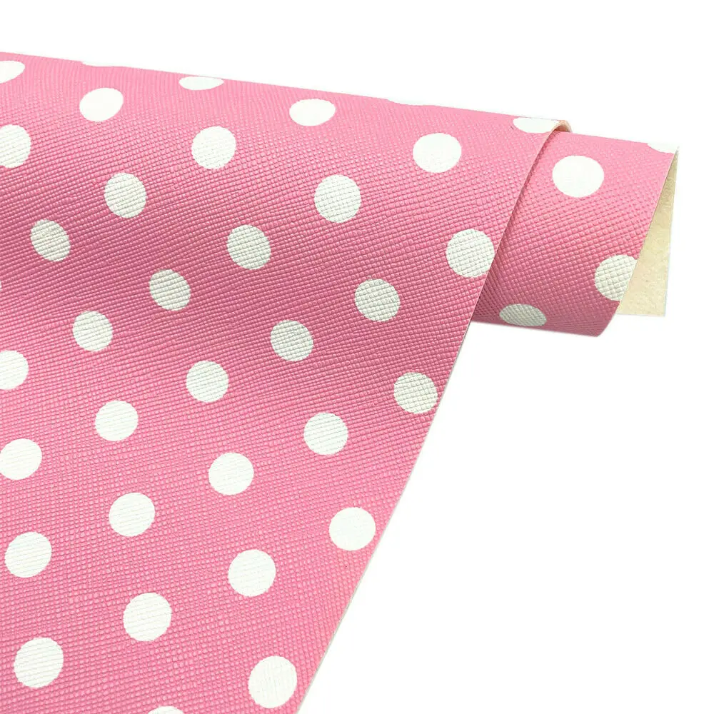 Polka Dots Candy Colour PVC Vinyl PU Leatherette Sewing Fabric Faux Leather DIY Craft Brooch Bow Earring Making Material Roll