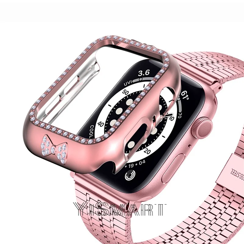 الماس الوفير واقية حافظة لساعة أبل غطاء سلسلة 6 SE 5 4 ل iWatch 40 مللي متر 44 مللي متر الذكية سوار اكسسوارات