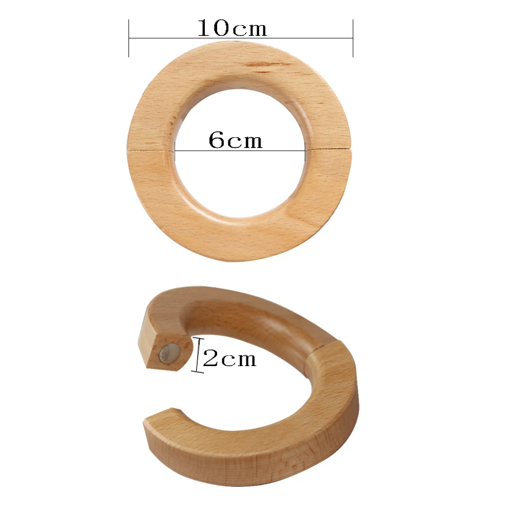 2Pcs Wood Magnetic Curtain Tieback Buckle Decorative Drapes Holders Buckle Clips Holdbacks Home Decor Curtain Simple Tie Rope