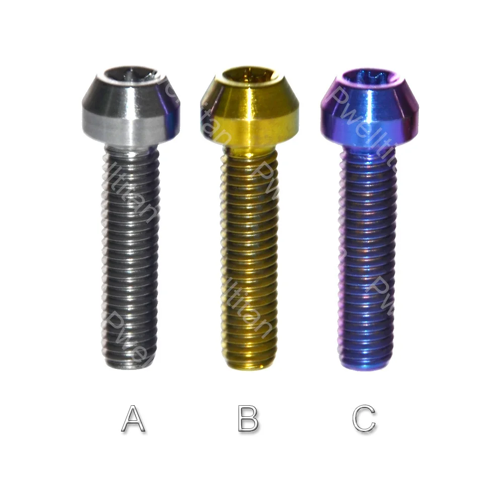 M6 x 25mm Titanium Alloy Bolts Grade5 TC4 Screw T30 Torx Button Head for MTB Mountain Racing Motorbike Motorcycle 10 PCS