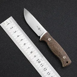 TS247 M390 Steel Fixed Blade Knife With K Sheath Flax Handle Knife for Men Bushcraft Outdoor Camping Hunting EDC Tool Knives