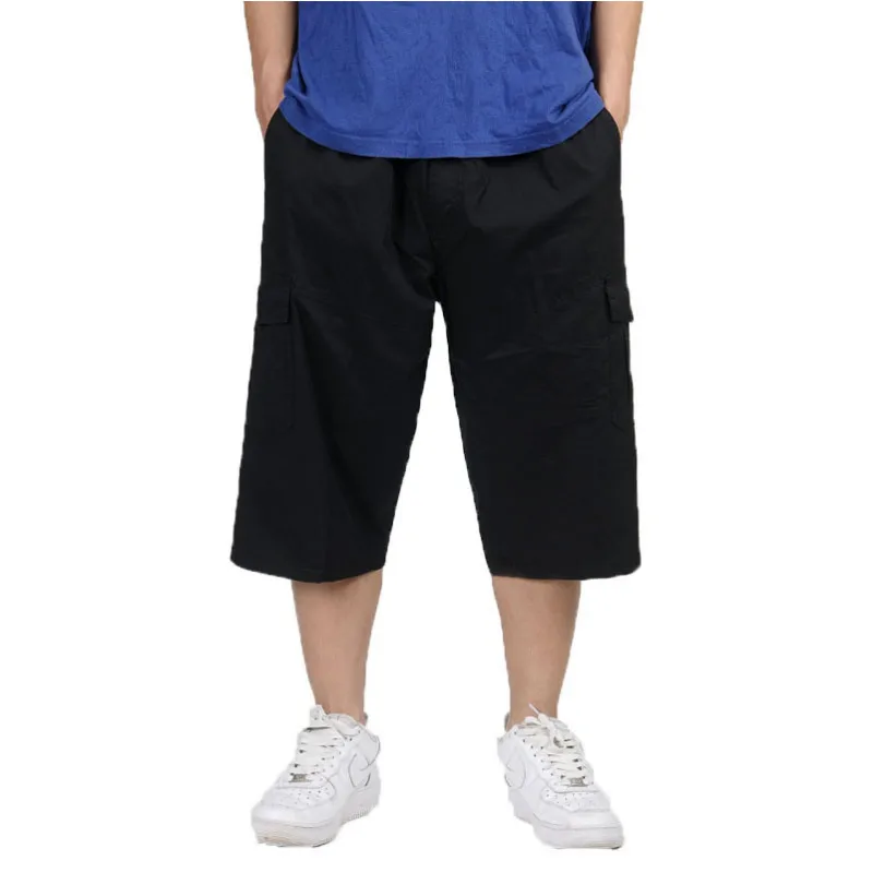 2023 Heren Zomer Multi-Pocket Baggy Cargo Katoenen Kuit Lengte Broek Casual Broek Heren Grote Effen Kleur Shorts Plus Size Xl-6Xl