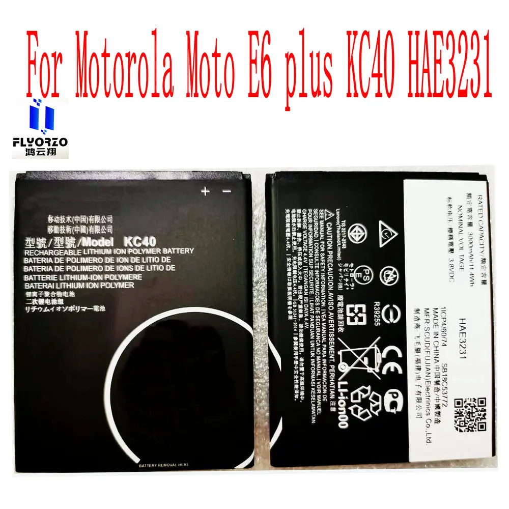 Brand New Original 3000mAh KC40 Battery For Motorola Moto E6 plus XT2025-1 XT2025-2 KC40 HAE3231 Mobile Phone