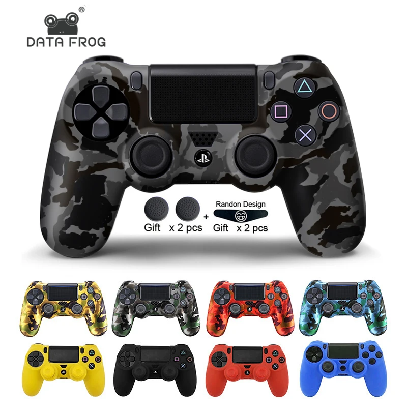 DATA FROG Soft Flexible Cover Silicone Case Protection Skin For Playstation 4 PS4 Pro Slim Gamepad Case Light Bar Sticker 2 Grip