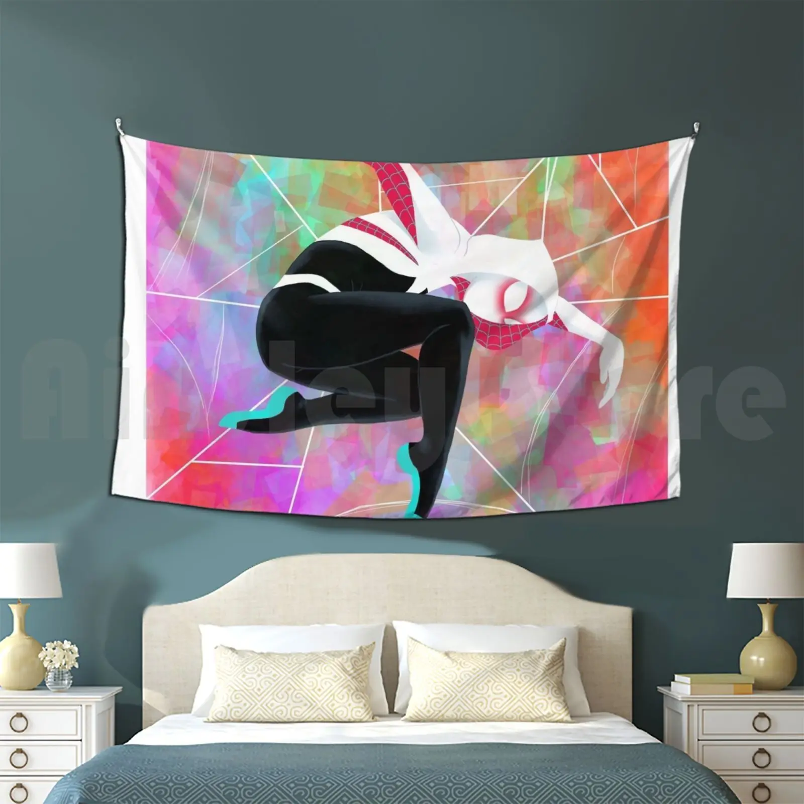 Tapiz Spider-Gwen Sala de estar Dormitorio Spider Gwen Spiderverse Gwen Stacey Spiderwoman Comics Spider Woman