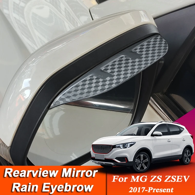 

2PCS Car-styling For MG ZS ZSEV 2017-Present Carbon Fiber Rearview Mirror Eyebrow Rain Shield Anti-rain Auto Cover Accessories