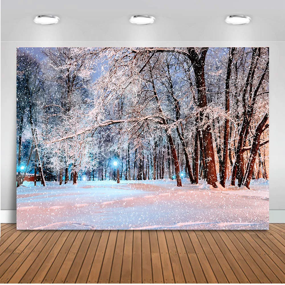 

Winter backdrop for Photography Snow Forest Background for Photo Booth Studio Snowflake Photocall Photographic Video Banner