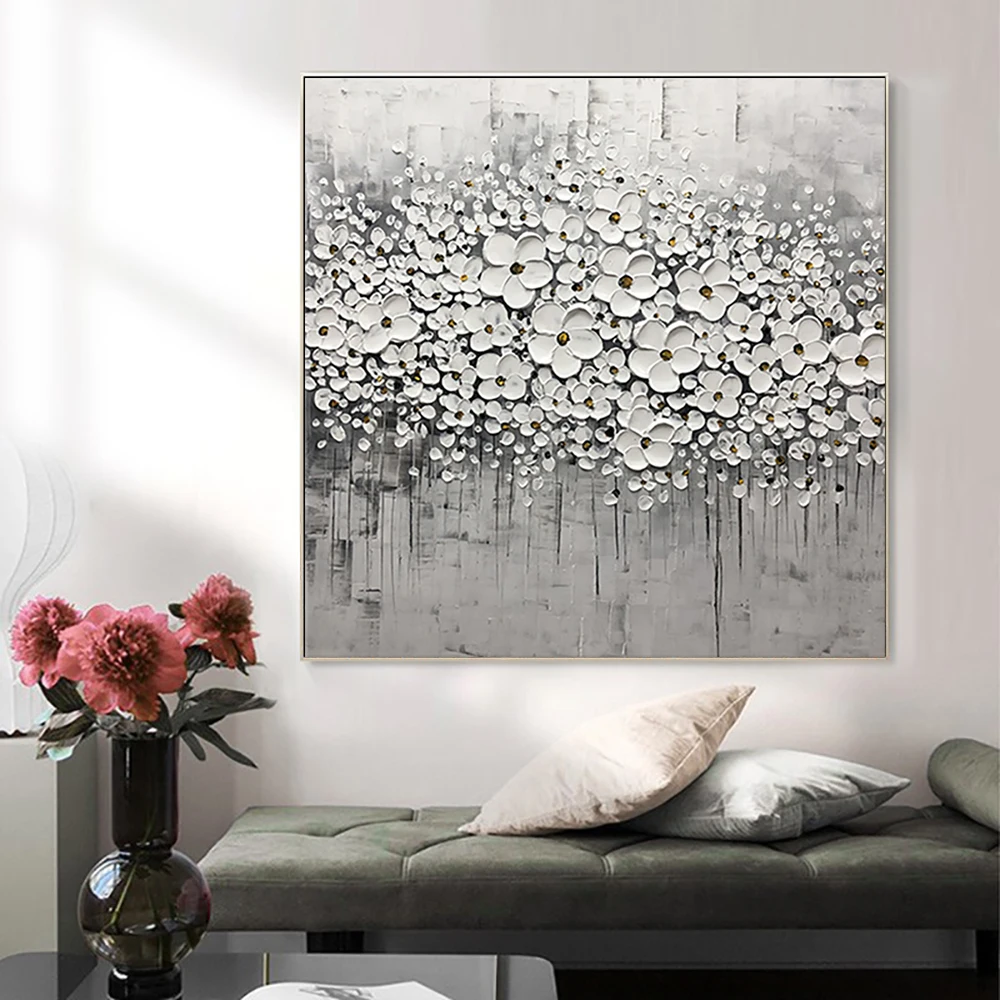 

Handmade Oil Painting Cuadros Grandes Decoracion Salon 3D Knife Flowers Painting Hand Painted Modern Wall Art Canvas Painting