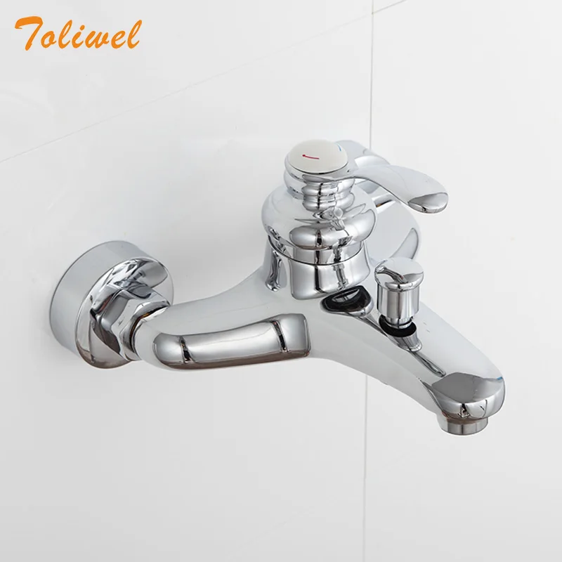 

Free shipping Polished Chrome Finish New Wall Mounted shower faucet Bathroom Bathtub Handheld Shower Tap Mixer Faucet WF0126A