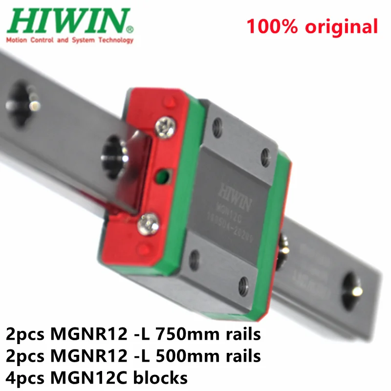 

100% original Hiwin rail 2pcs MGN12-750mm + 2pcs MGN12-500mm +4pcs MGN12C