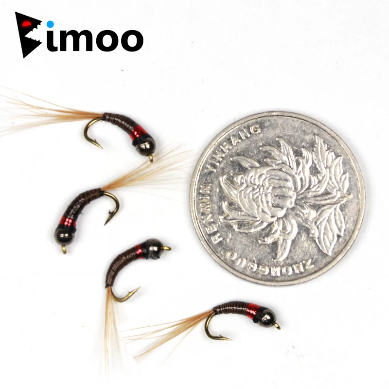 Bimoo 4PCS #14 Tungsten Bead Head Peacock Quill Jig Nymph Fly