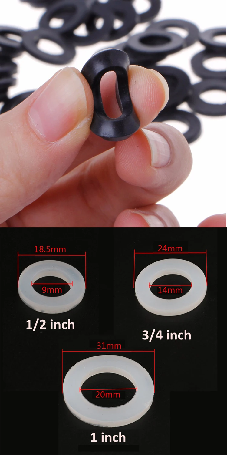 20 Stück 1/2 Zoll 3/4 Zoll 1 Zoll Silikonkautschuk-Flachdichtung O-Ring-Dichtung Unterlegscheibe Ring Sanitär Wasserhahn Unterlegscheibe Dichtungsring – Detail 1