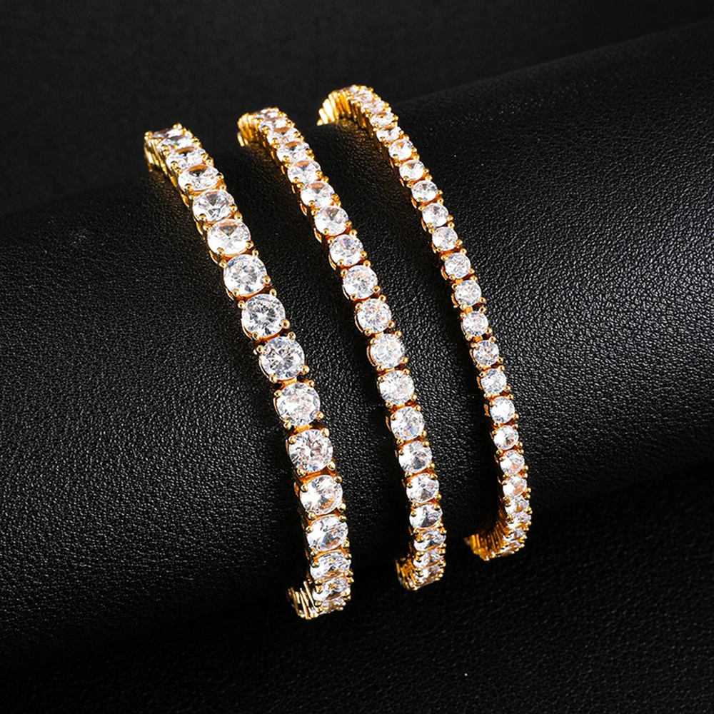 

Dropshipping Brass 7-9 Inch Tennis Bracelet Jewelry 2mm 3mm 4mm 5mm Zircon White/Gold Color Unisex Bangle