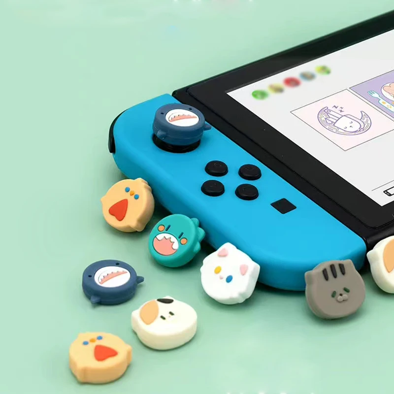 Thumb Stick con dibujos animados de gatos y pollos para Nintendo Switch, cubierta de Joystick Oled, NS Lite, Joy-con
