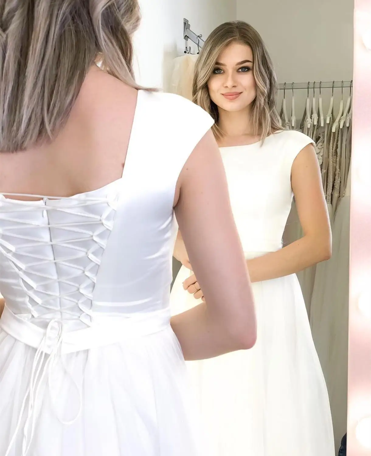 Robe De mariée Simple en Satin, ligne a, longueur au sol, sans manches, dos bas, à lacets, bon marché, 2021