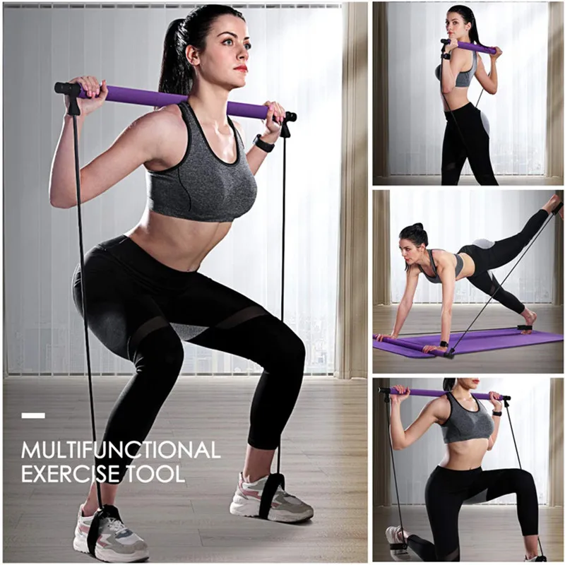 Lezyan Fitness Yoga Pilates Bar Stick Crossfit Resistance Bands Trainer Yoga Pull Rods Pull Rope Portable Home Gym Body Workout