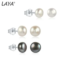 LAYA Real 925 Sterling Silver Fashion Natural Freshwater Pearl Earrings For Women Fine Jewelry Accessories 2022 Trend