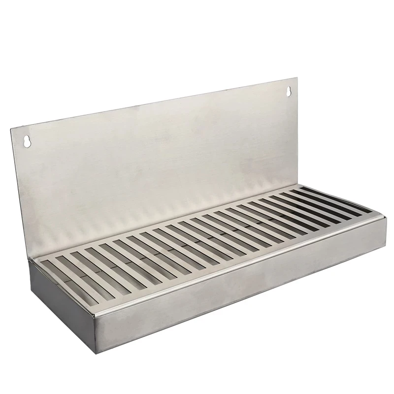 Kegerator Beer Drip Tray,Stainless Steel Wall Mounted Drip Tray with Drain Hole Craft Beer Beverage Dispenser Homebrew Bar Tool