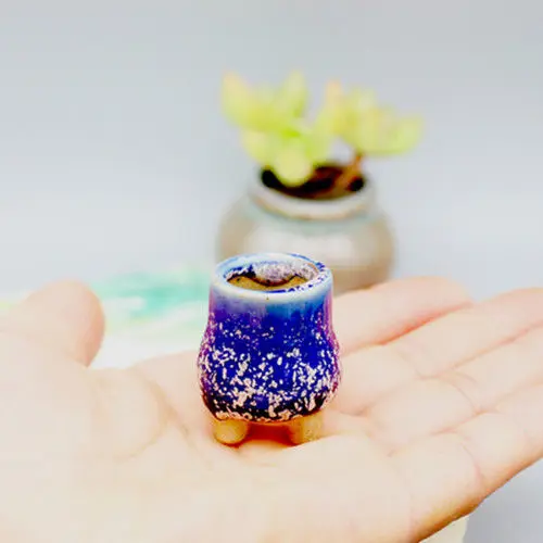 5Pcs Mini Succulent Flower Pot Colored Glaze Ceramic Breathable Flowers Pot Flowerpot Home Garden Mini Bonsai Potted Planting