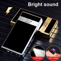 New Windproof Dual Arc Plasma Lighter Bright Sound USB Electric Rechargeable Lighters For Smoking Cigarettes With LED Flashlight