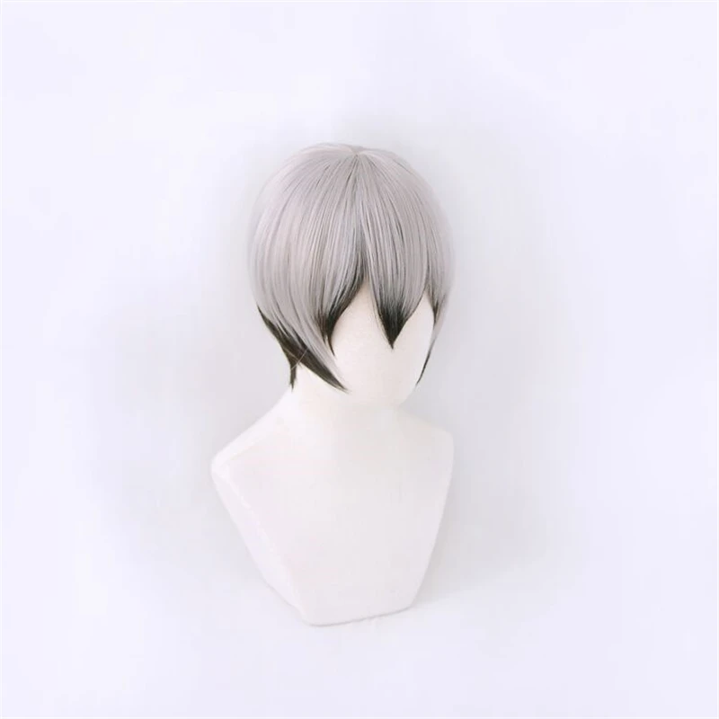 Kita Shinsuke peruka do cosplay Anime 30cm Shinsuke Kita krótkie czarne szare stylizowane syntetyczne peruki do włosów + czapka z peruką